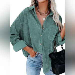 Actloe Womens Corduroy Shacket Jacket Button Down